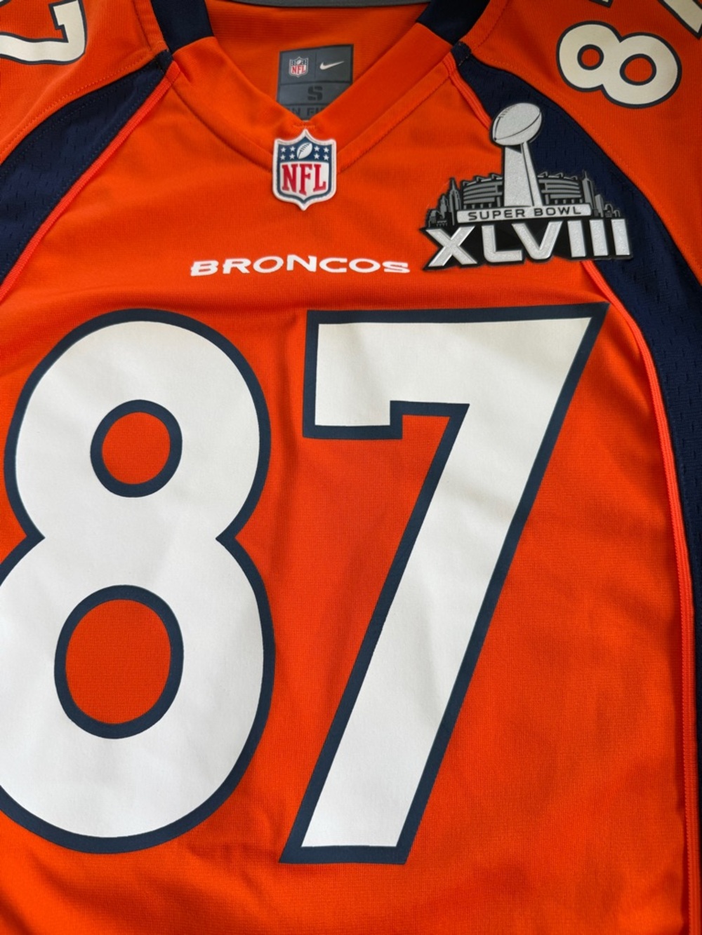 NFL Orange Nike V-Neck Football Jersey with NFL Shield